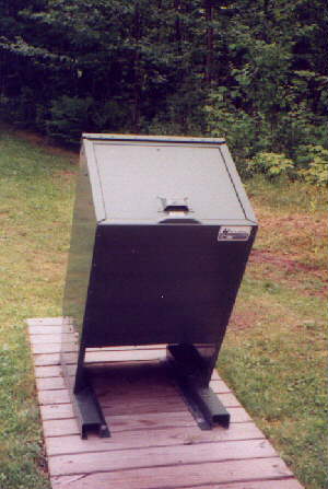 Bear-proof garbage can outside the visitor center at Porcupine Mountains State Park