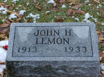 John H. Lemon headstone (1913–1933)