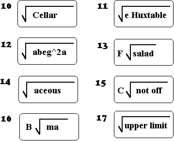 Radical pun image map: Root Cellar, Rudy Huxtable, Rutabaga, Fruit Salad, Rootaceous, Crouton, Brute Force, Rooftop